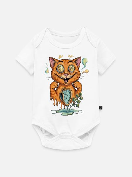Surrealer Katzentraum - Baby Premium Kurzarmbody - Weiß