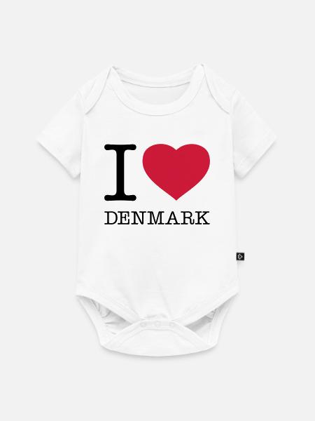 I LOVE DENMARK Dänemark - Premium kortærmet baby-body  - hvid