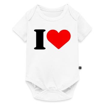 I LOVE - Baby Premium Kurzarmbody - Weiß - Vorne