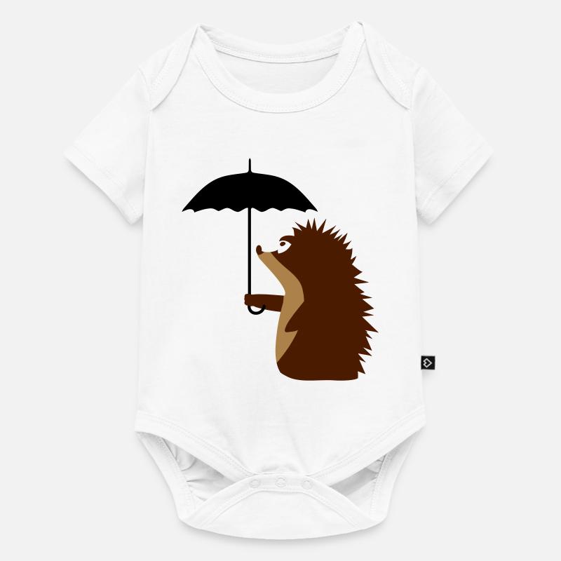 Igel mit Schirm - Baby Premium Kurzarmbody - Weiß