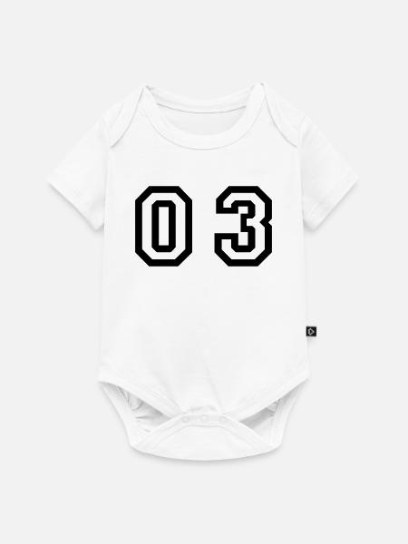 Nummer - 03 - null drei - Baby Premium Kurzarmbody - Weiß