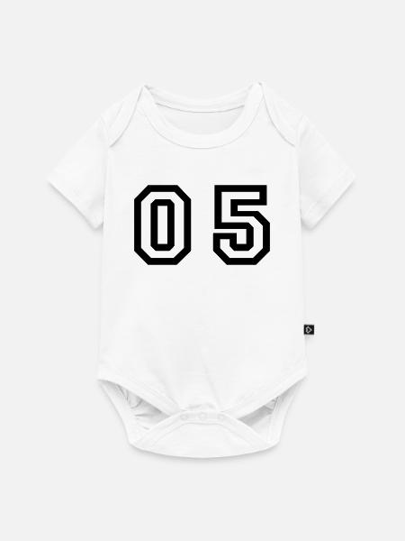 Nummer - 05 - null fünf - Baby Premium Kurzarmbody - Weiß