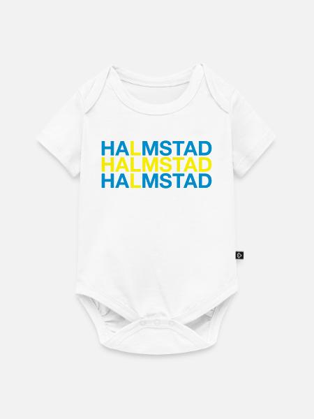 HALMSTAD Schweden Schwedische Flagge Swedish Flag - Baby Premium Kurzarmbody - Weiß