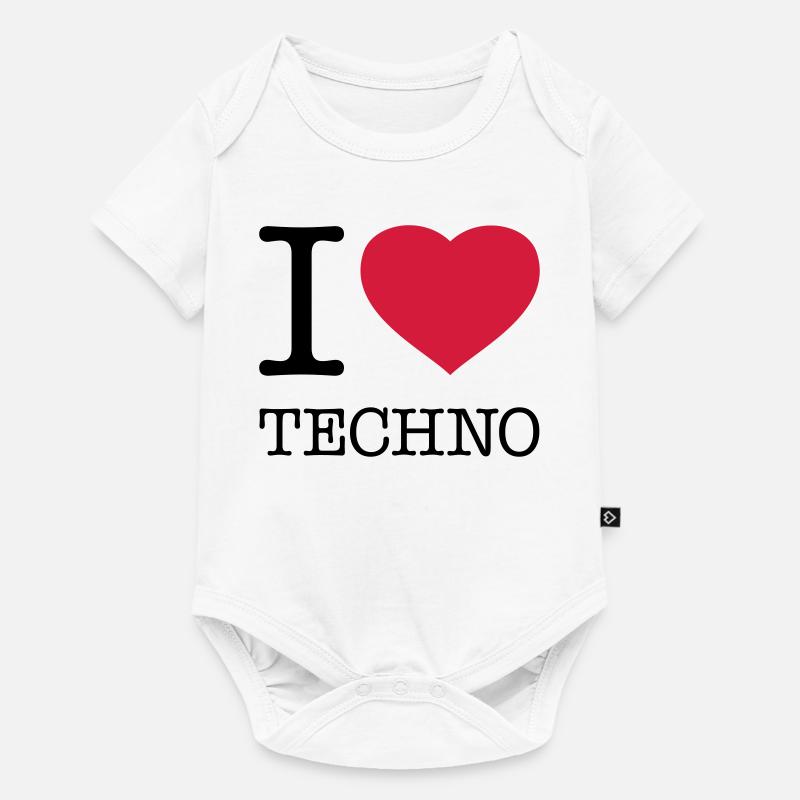 I LOVE TECHNO - Baby Premium Kurzarmbody - Weiß