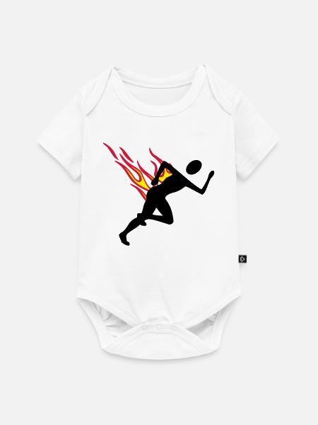 Jogger mit Flammen - Baby Premium Kurzarmbody - Weiß