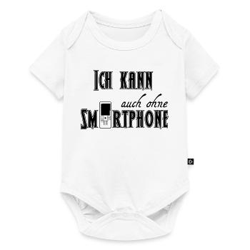 Ohne Smartphone Geschenk - Baby Premium Kurzarmbody - Weiß - Vorne