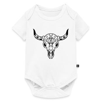 Crâne avec des cornes - Body à manches courtes Premium Bébé - blanc - Devant