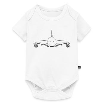 Airliner Frontansicht – Minimalistisches Flugzeug  - Baby Premium Kurzarmbody - Weiß - Vorne