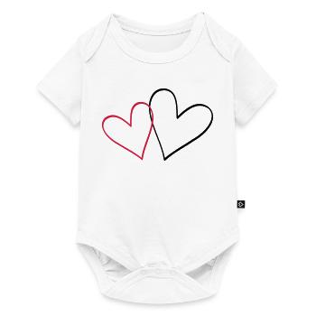 Herzen Herz Geschenkidee Partnerlook - Baby Premium Kurzarmbody - Weiß - Vorne
