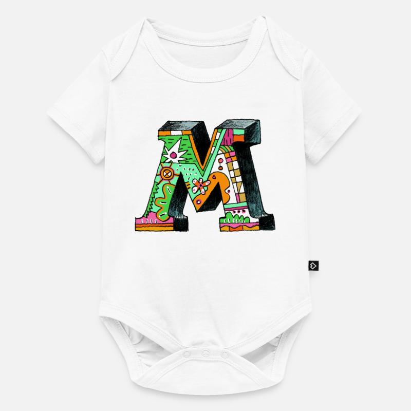 M Farbexplosion Doodle-Kunst - Baby Premium Kurzarmbody - Weiß