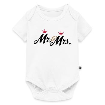 Lustige Geschenke zur Hochzeit, Mr and Mrs - Baby Premium Kurzarmbody - Weiß - Vorne