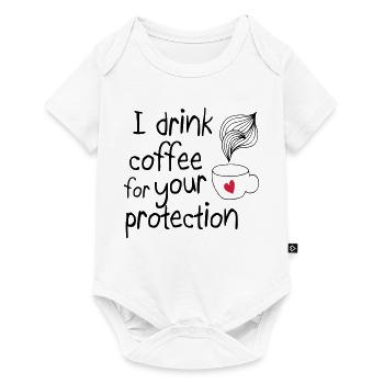 Je bois du café pour votre protection 2c - Body à manches courtes Premium Bébé - blanc - Devant