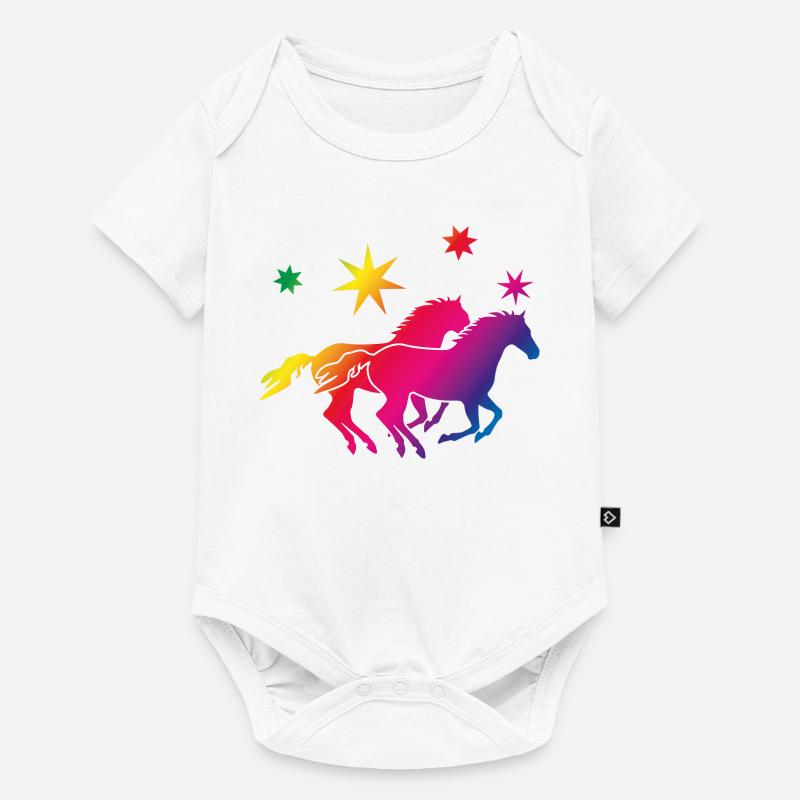 Arc-en-Cheval - Body à manches courtes Premium Bébé - blanc