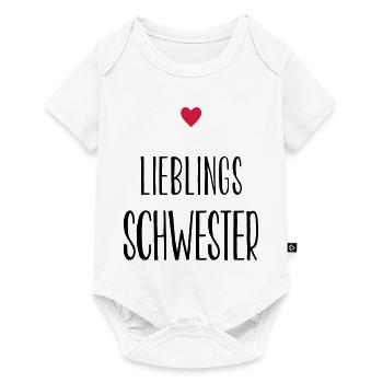 Schwester Lieblingsschwester Herz Geschenk - Baby Premium Kurzarmbody - Weiß - Vorne