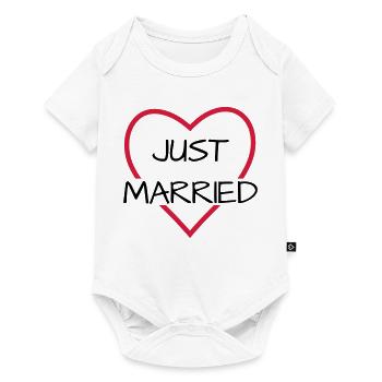 Regard de partenaire de mariage de coeur juste marié - Body à manches courtes Premium Bébé - blanc - Devant