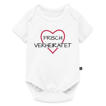 Frisch verheiratet Herz Hochzeit Hochzeitsreise - Baby Premium Kurzarmbody - Weiß - Vorne