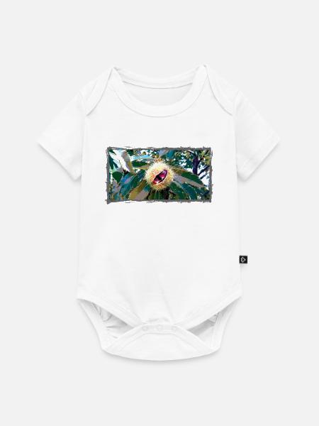 Kastanie in spitzen Blätterdesign - Baby Premium Kurzarmbody - Weiß