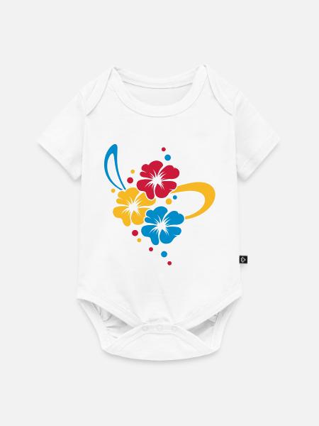 Blumenbouquet mit Schleife - Baby Premium Kurzarmbody - Weiß