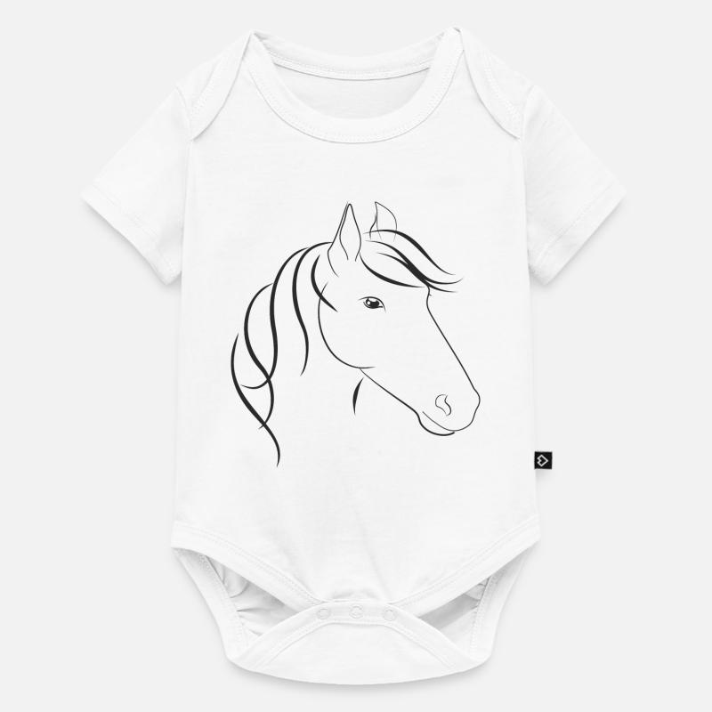 Tête de cheval avec cheval Maehne - Body à manches courtes Premium Bébé - blanc