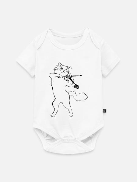 Katze mit Violine - Baby Premium Kurzarmbody - Weiß