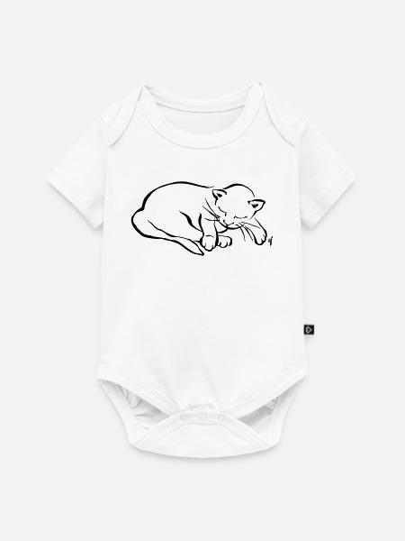 Meine kleine Katze schläft - Baby Premium Kurzarmbody - Weiß