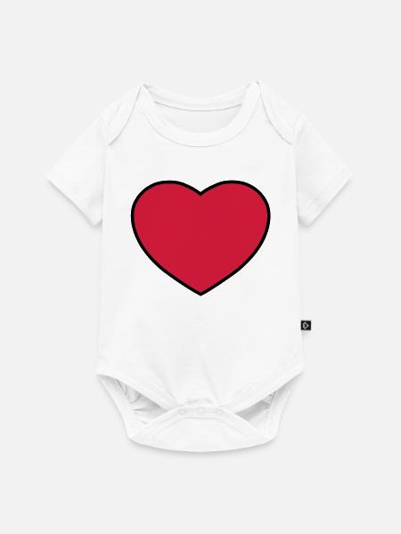 Herz - Baby Premium Kurzarmbody - Weiß