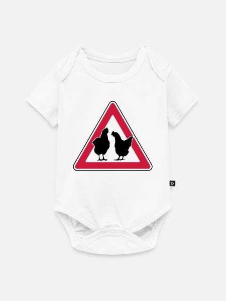 Poulet du soir Poulet attention poules élevées en liberté - Body à manches courtes Premium Bébé - blanc