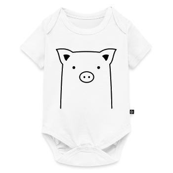 Schweinchen Schwein Ferkel Geschenk - Baby Premium Kurzarmbody - Weiß - Vorne