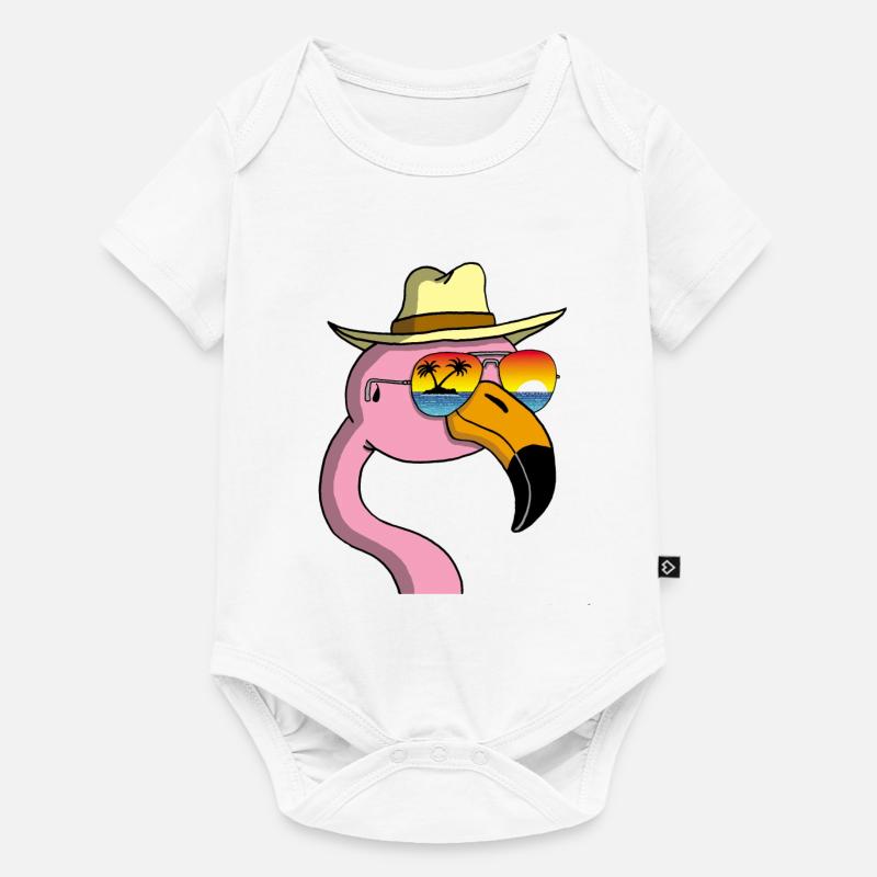 Flamant rose en vacances - Body à manches courtes Premium Bébé - blanc