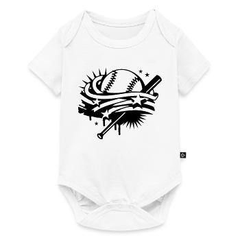 Baseball and a baseball bat with stripes and stars - Baby Premium short-sleeve bodysuit - white - Front
