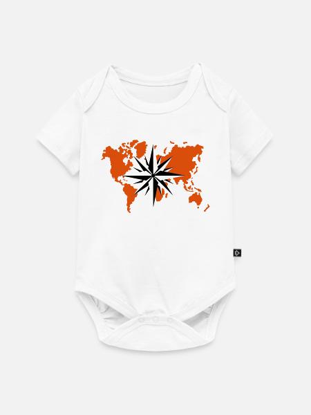 Weltatlas Windrose - Baby Premium Kurzarmbody - Weiß