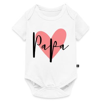 Papa coeur amour cadeau de famille - Body à manches courtes Premium Bébé - blanc - Devant