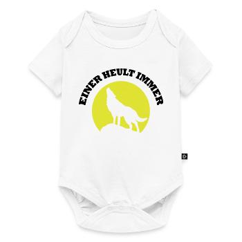 Wolfsilhouette im Mondkreis - Baby Premium Kurzarmbody - Weiß - Vorne