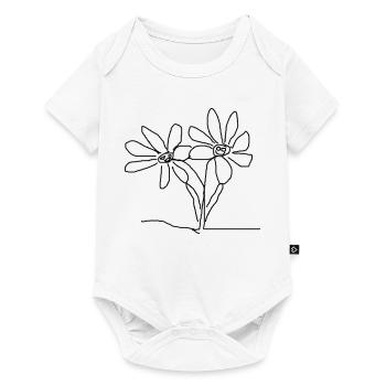 Blumen Abstrakter Geometrie Druckdesign - Baby Premium Kurzarmbody - Weiß - Vorne