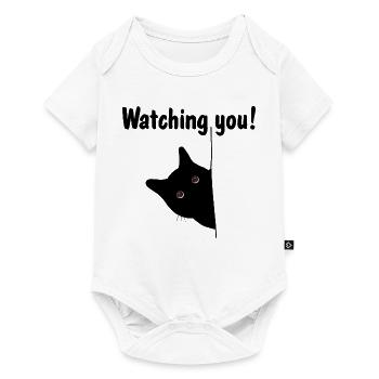 Black cat is watching you! - Baby Premium Kurzarmbody - Weiß - Vorne