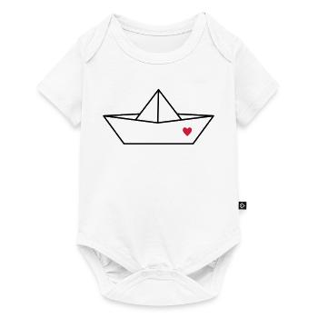 Boot Papier Schiff Herz I Hafen Liebe Geschenk - Baby Premium Kurzarmbody - Weiß - Vorne