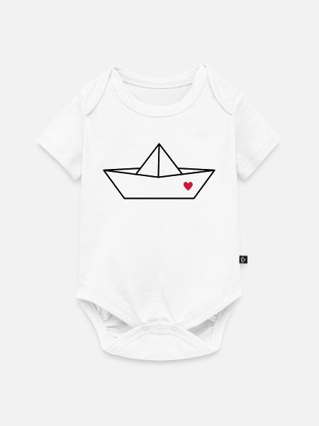 Boot Papier Schiff Herz I Hafen Liebe Geschenk - Baby Premium Kurzarmbody - Weiß