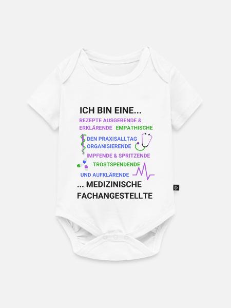 Arzthelferin MFA Tätigkeiten Spruch - Baby Premium Kurzarmbody - Weiß