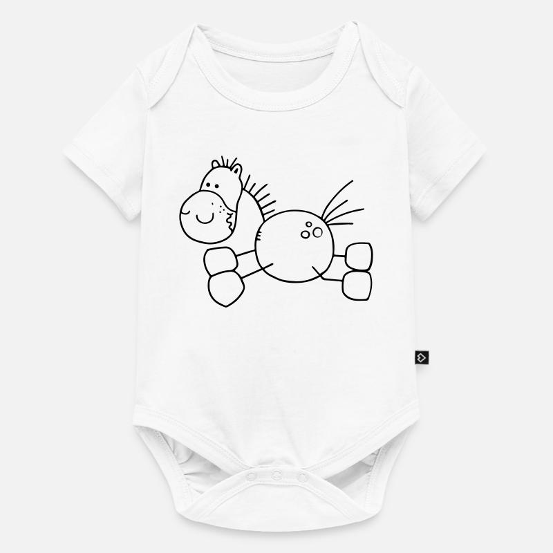 Dickes Cartoon Pferd - Pony - Pferde - Baby Premium Kurzarmbody - Weiß
