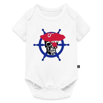skull pirate - Body à manches courtes Premium Bébé - blanc - Devant