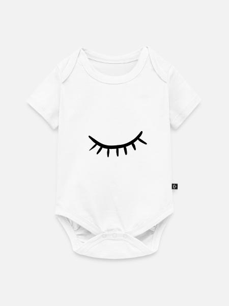 Wimpern Minimal – Closed Eye Sketch - Baby Premium Kurzarmbody - Weiß