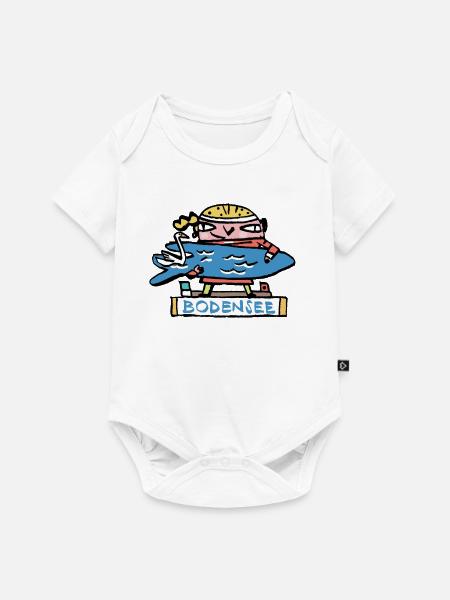 Bodensee Surfer Cartoon - Baby Premium Kurzarmbody - Weiß