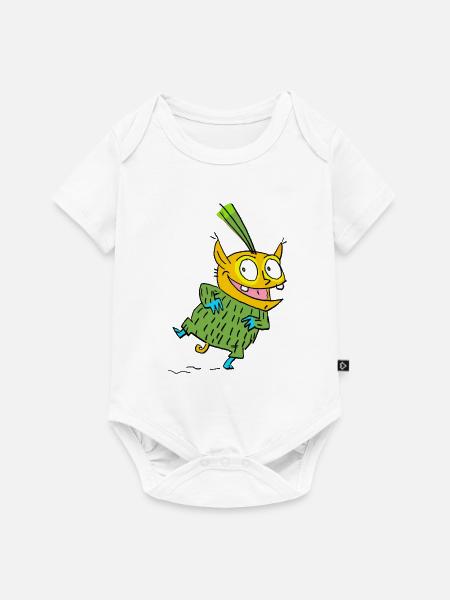 Fröhlicher Monster im Grünen Pullover - Baby Premium Kurzarmbody - Weiß