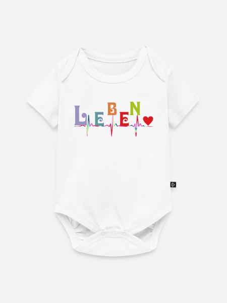 Herz Herzkurve LEBEN - Baby Premium Kurzarmbody - Weiß