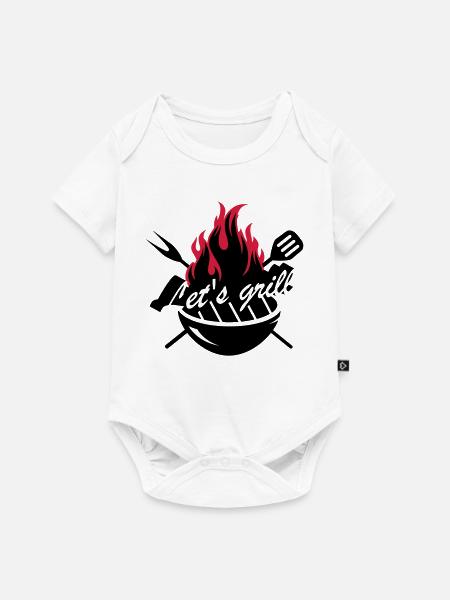 Grill mit Grillbesteck - Baby Premium Kurzarmbody - Weiß