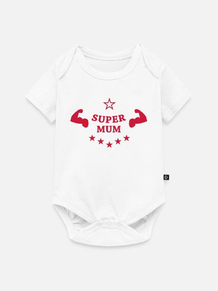 Super Mum ! - Baby Premium Kurzarmbody - Weiß