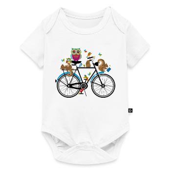 Animaux de la forêt sur un vélo - Body à manches courtes Premium Bébé - blanc - Devant