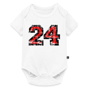 Zahl 24 (Vintage Rot) 24. Geburtstag Nr. 24 - Baby Premium Kurzarmbody - Weiß - Vorne