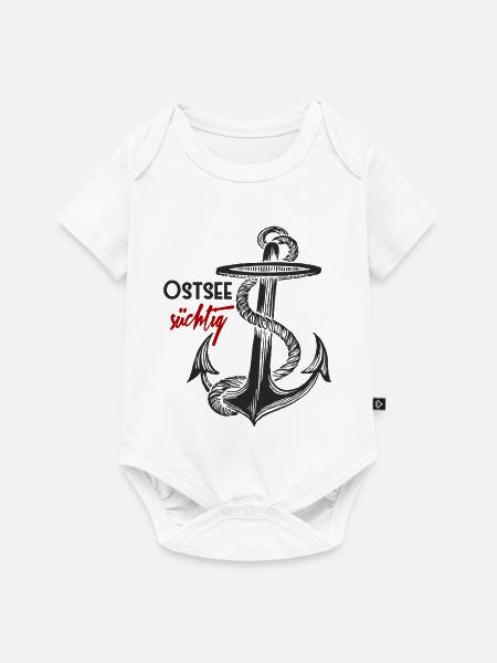 Ostsee-süchtig - Anker - Baby Premium Kurzarmbody - Weiß