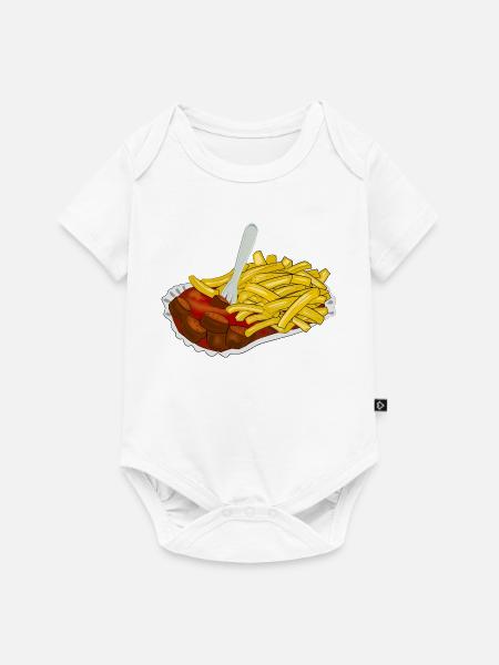 Currywurst mit Pommes - Baby Premium Kurzarmbody - Weiß